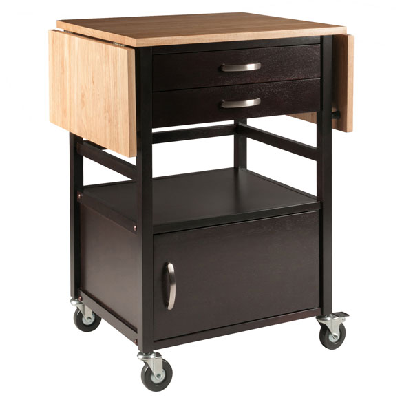 Bellini Kitchen Cart, Drop Leaf, Coffee and Natural