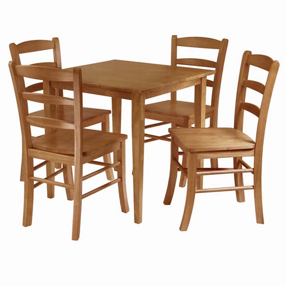 Groveland 5-Pc Dining Table with 4 Ladder Back Chairs, Light Oak
