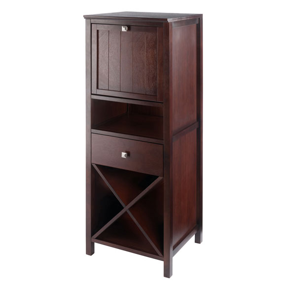 Brooke 4-Section Jelly Cupboard, 1-Drawer and Wine Storage, Walnut 