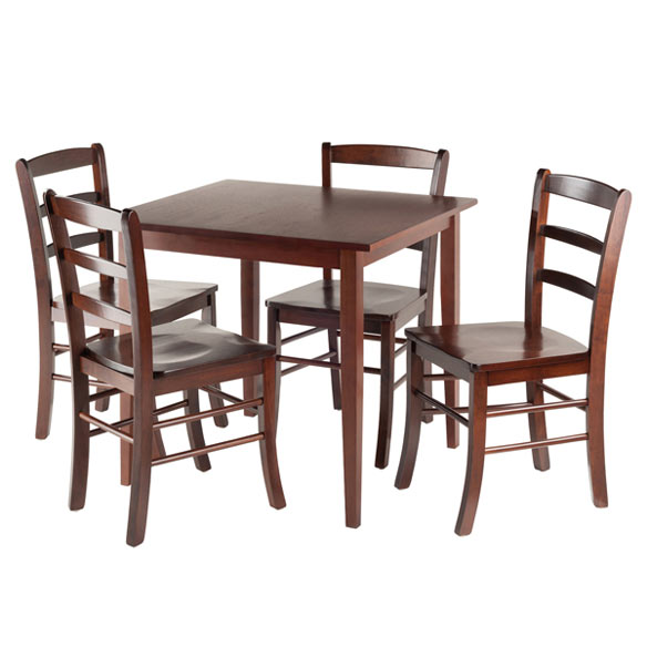 Groveland 5-Pc Dining Table with 4 Ladder Back Chairs, Walnut