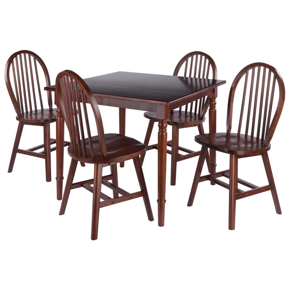 Mornay 5-Pc Dining Table with 4 Windsor Chairs, Walnut