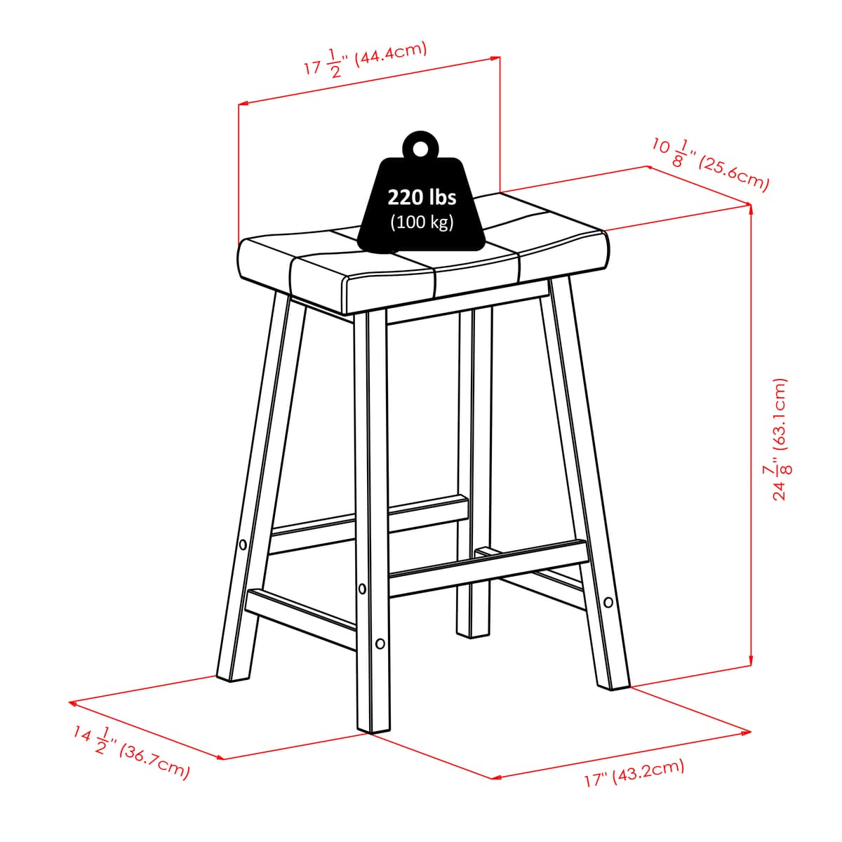 Orlando 5-Pc High Dining Table with 4 Cushion Saddle Seat Counter Stools, Walnut and Black