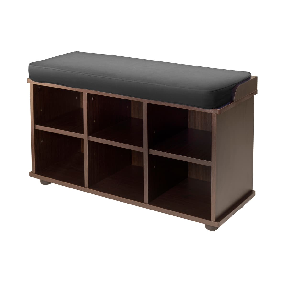 Townsend 6-Cube Storage Bench with Seat Cushion, Espresso and Black