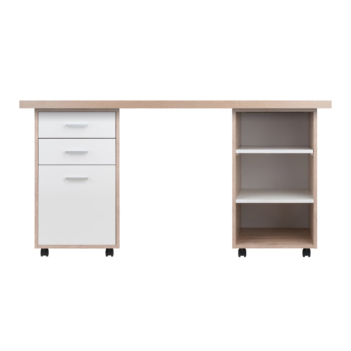 Kenner 3-Pc Modular Desk Set, Reclaimed Wood and White