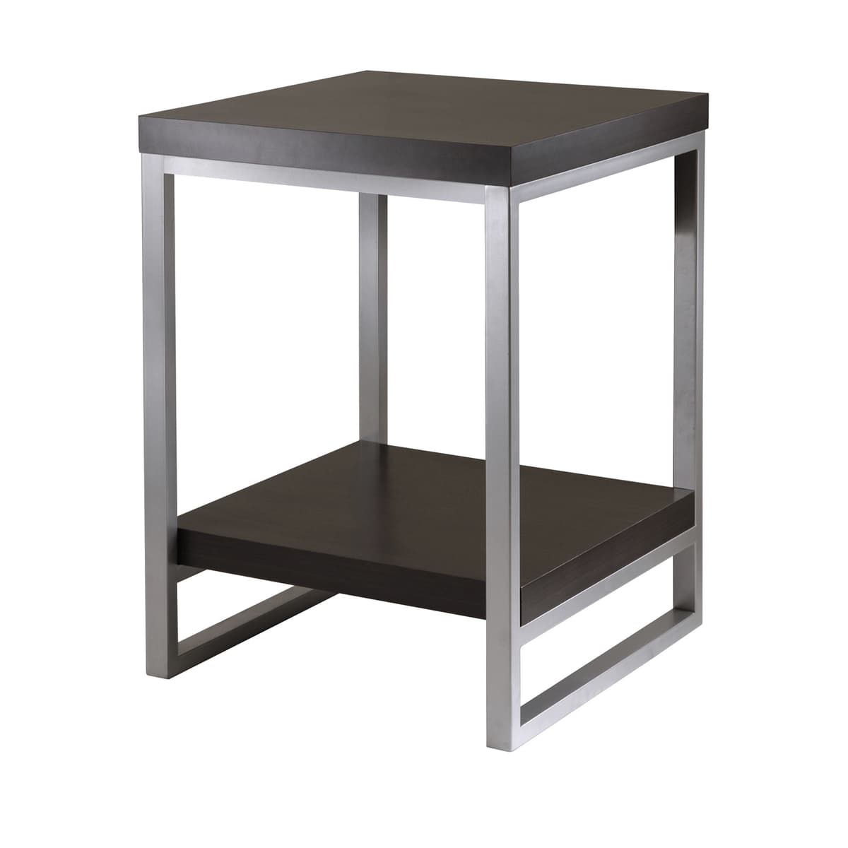 Jared 2-Shelf End Table, 18" Wide, 24" High, Espresso and Slate Gray