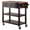 Langdon Kitchen Cart With Extendable Tabletop, 37” Wide, 34” High, Cappuccino and Natural
