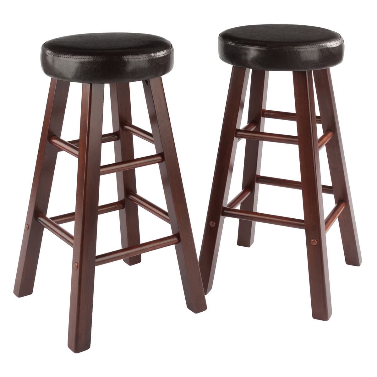 Maria 2-Pc Cushion-Seat Counter Stool Set, 26” High, Espresso and Walnut