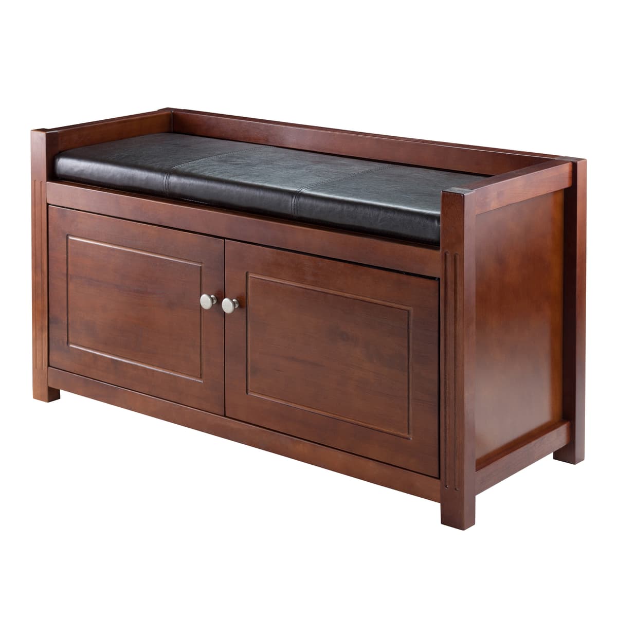 Charleston 2-Compartment Storage Bench with Seat Cushion, 40" Wide, 22" High, Espresso and Walnut