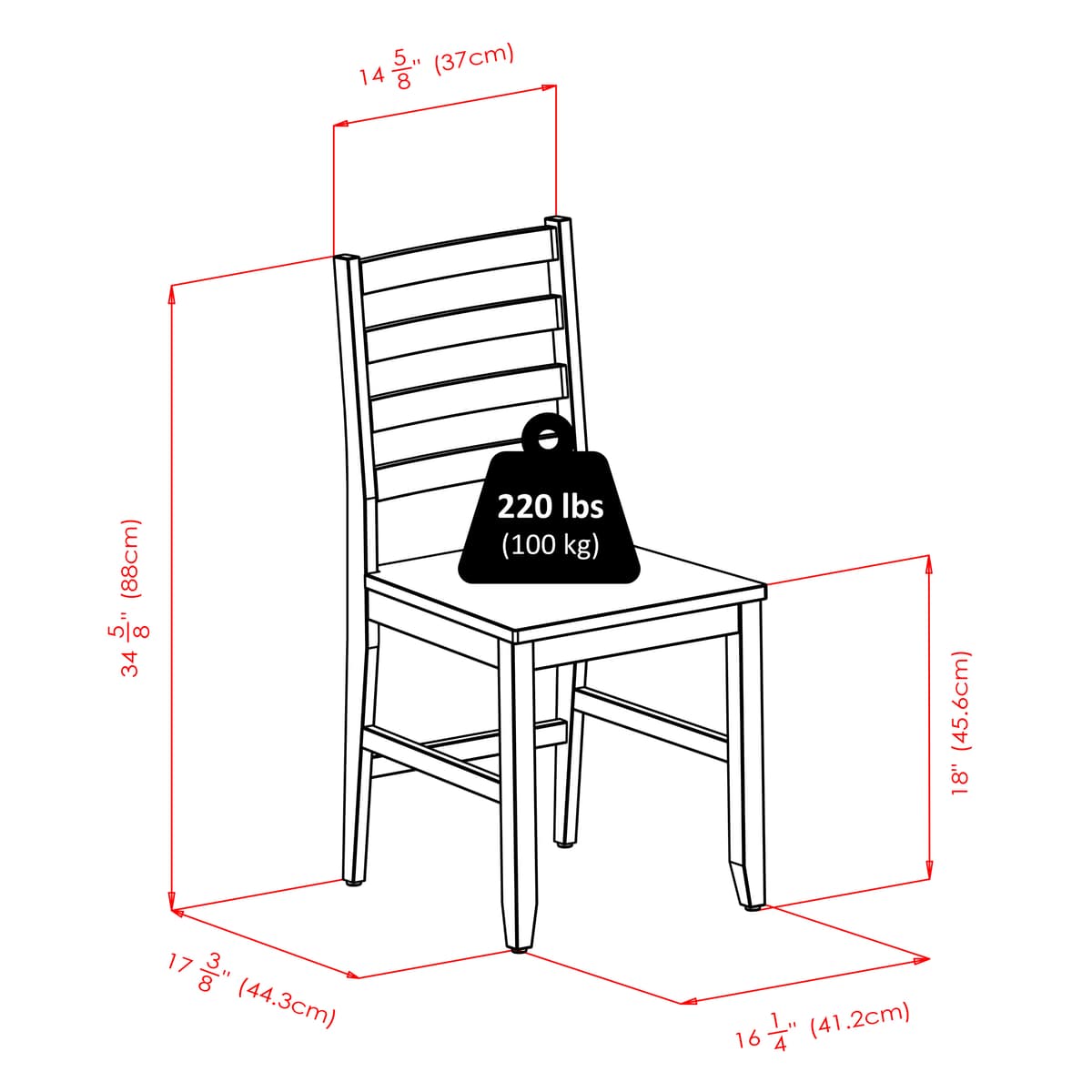 Winsome Kingsgate Dining Table with 4 Hamilton Ladder-Back Chairs, 30” Wide, 29” High, Walnut