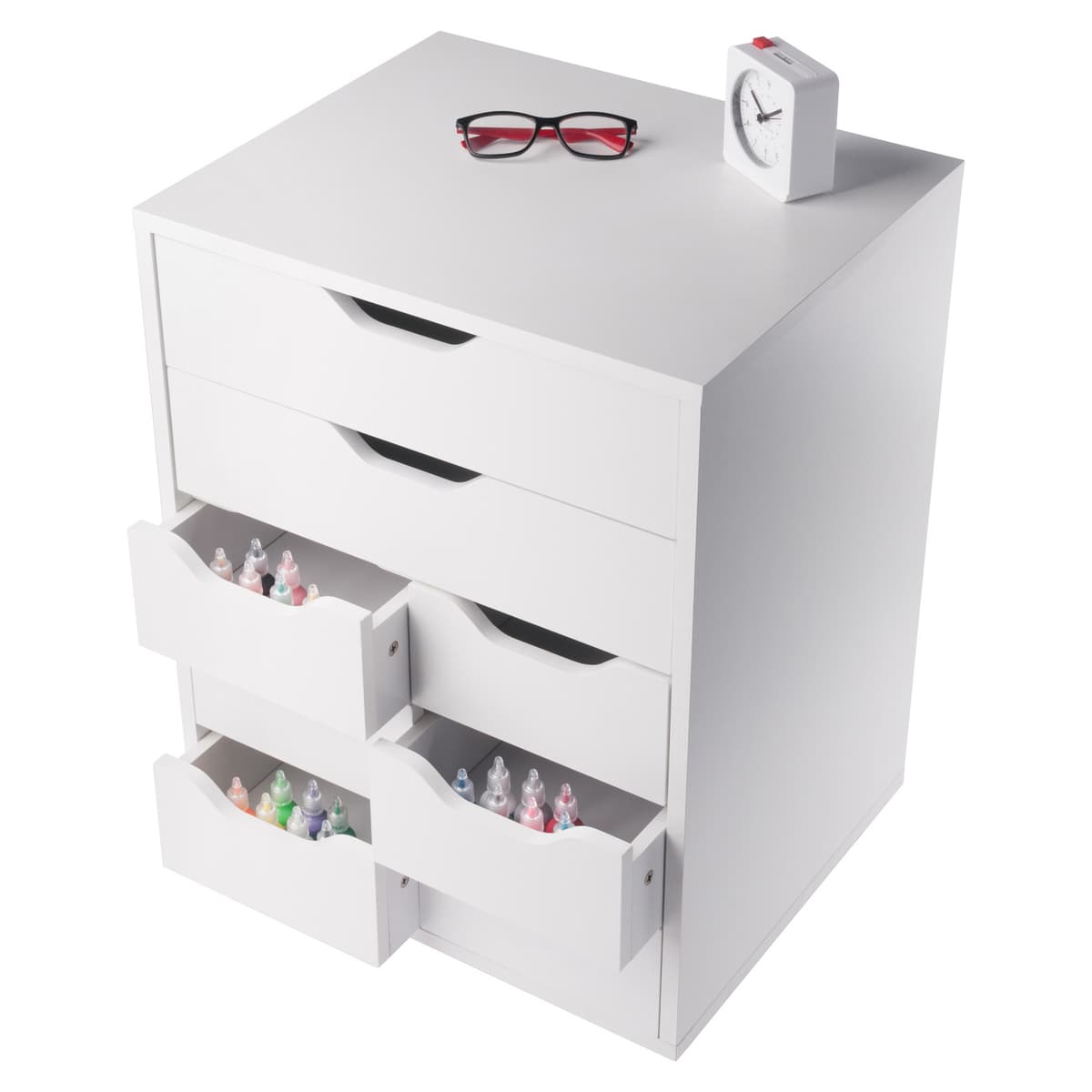 Norfolk Cabinet with 2 Drawers, 6 Bins, White Finish