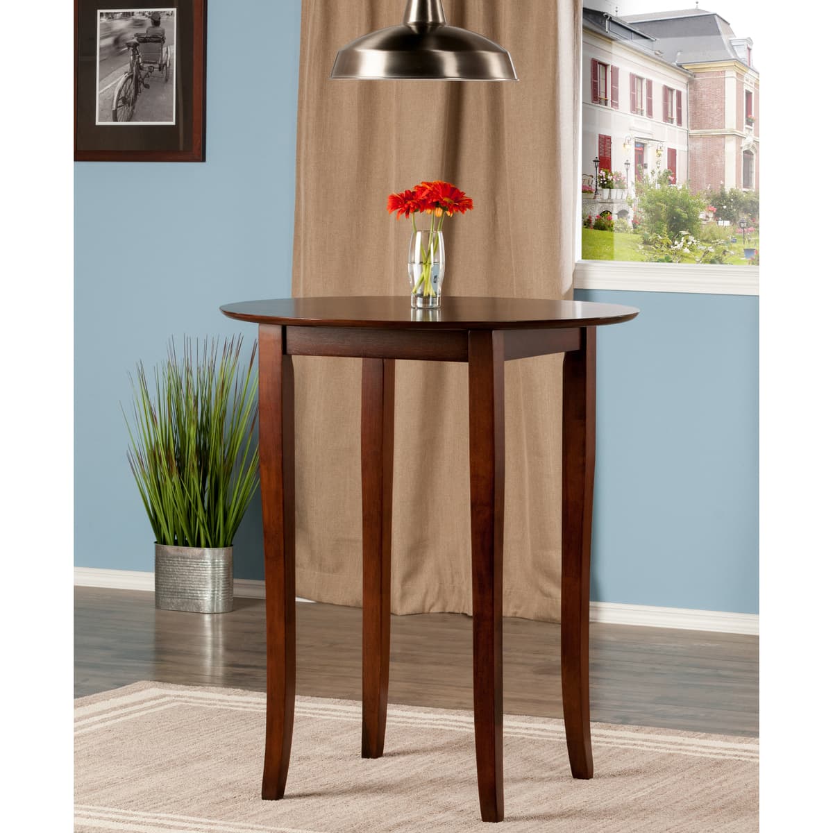 Winsome Fiona High Round Dining Table, 39” High, 34” Wide, Walnut