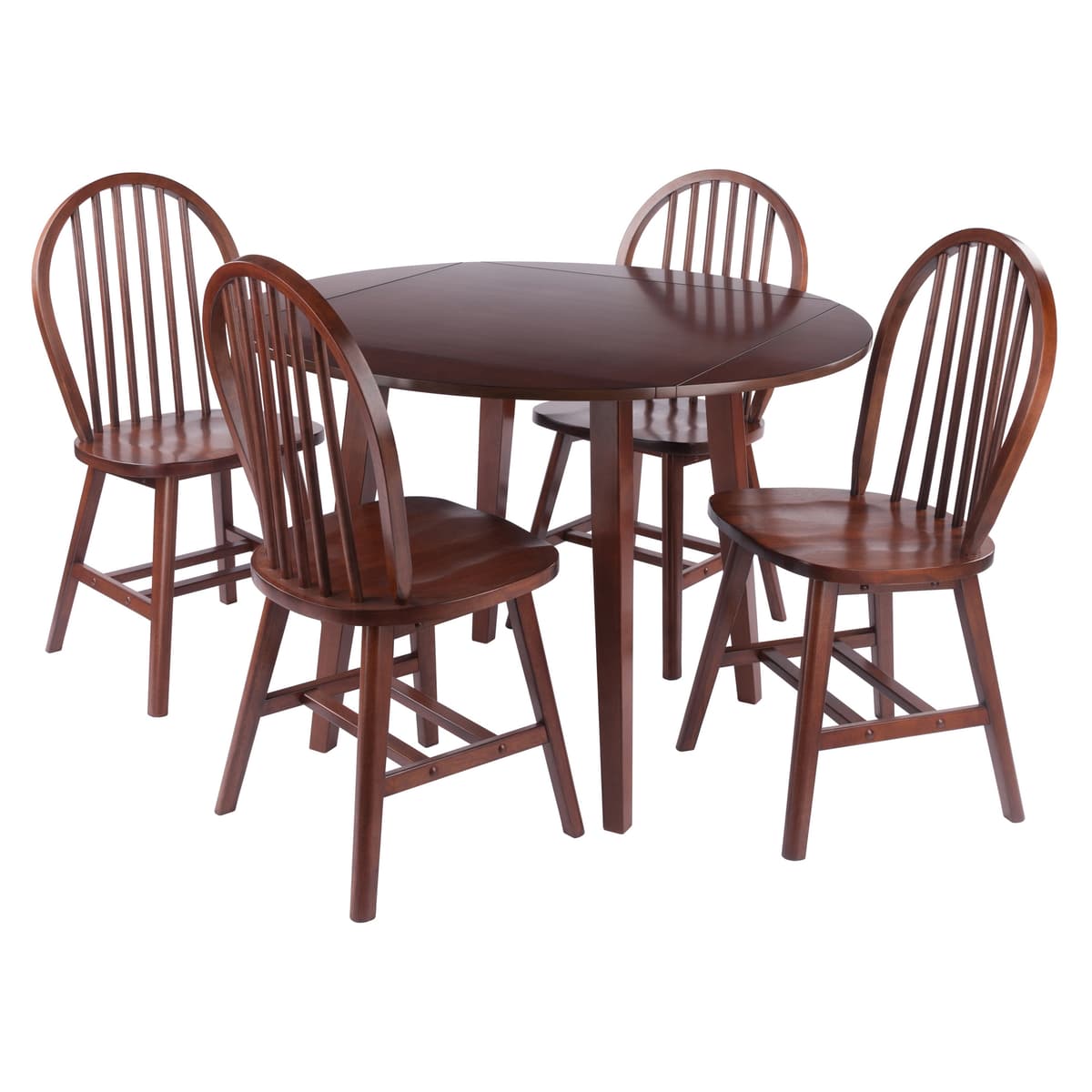 Dawson 5-Pc Drop Leaf Table with Windsor Chairs, Walnut