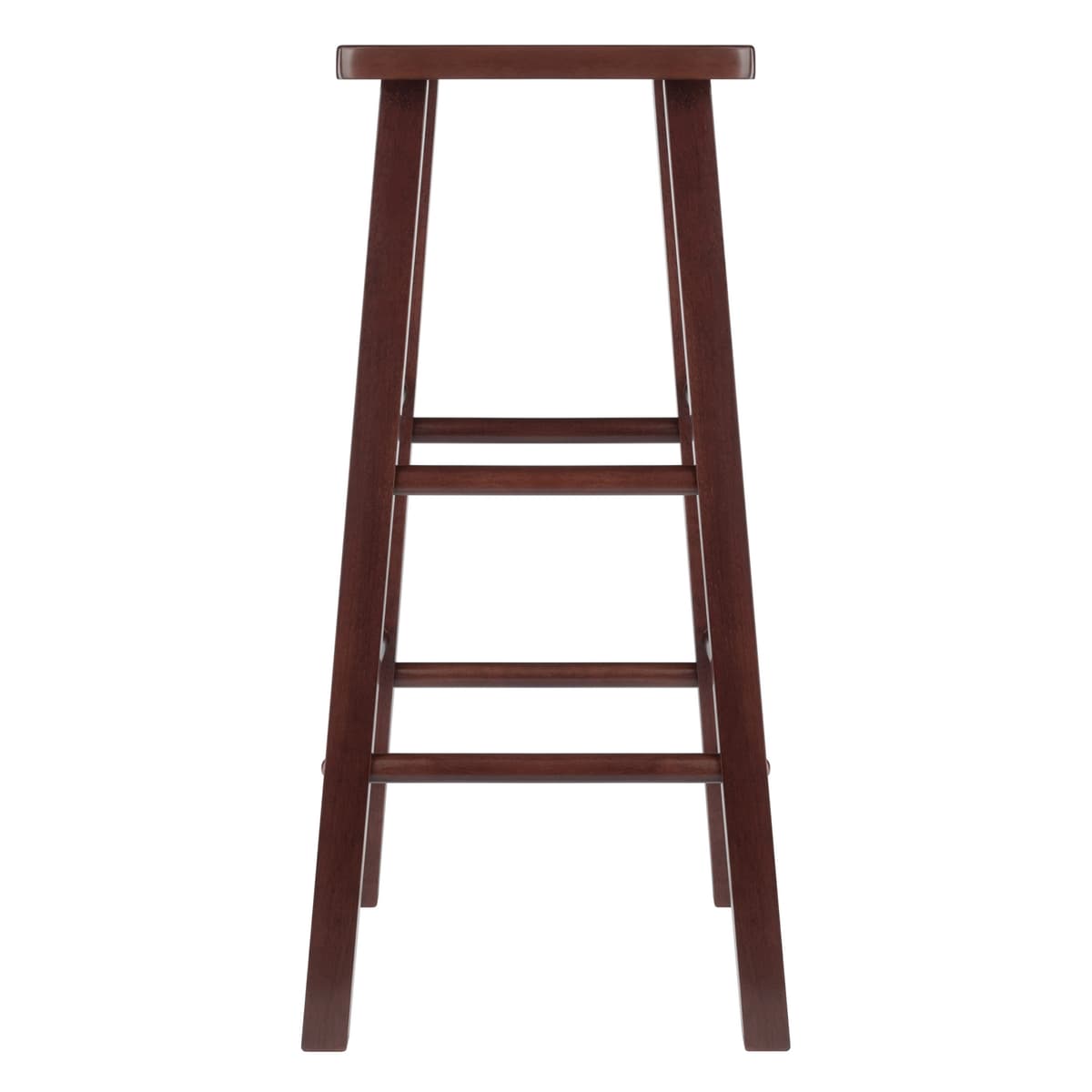 Winsome Carrick Square Bar Stool with Footrests, 29” High, 14” Wide, Walnut