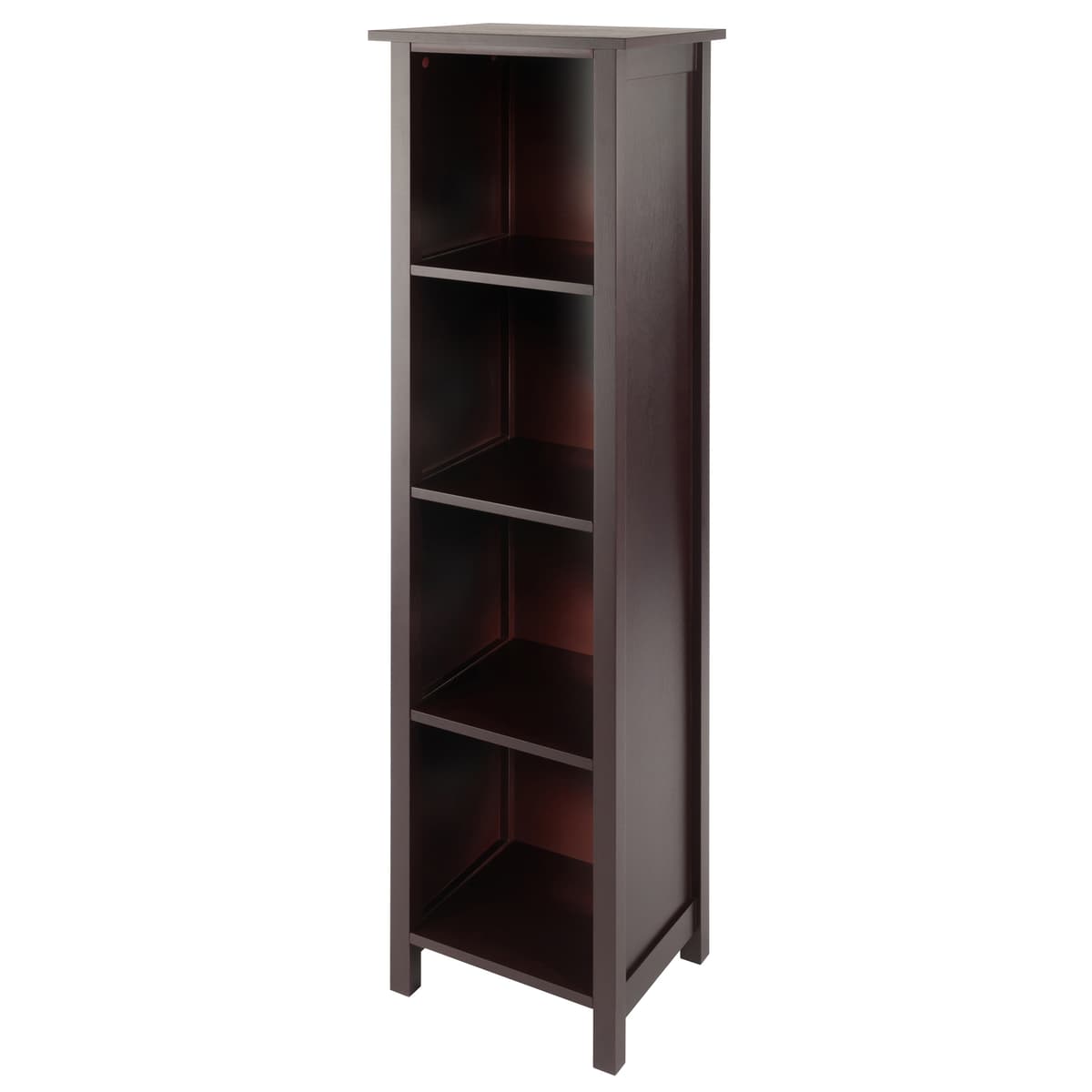 Milan 4-Tier Tall Storage Shelf, 56” High, 16” Wide, Walnut