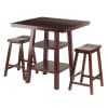 Orlando 3-Pc High Dining Table with 2 Saddle Seat Stools, Walnut