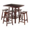 Orlando 5-Pc High Dining Table with 4 Saddle Seat Counter Stools, Walnut