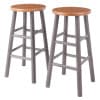 Winsome Huxton 2-Pc Counter Stool Set, 24” High, Oyster Gray and Teak