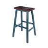 Satori Saddle Seat Bar Stool, Rustic Teal and Walnut
