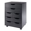 Norfolk Cabinet with 2 Drawers, 6 Bins, Black Finish