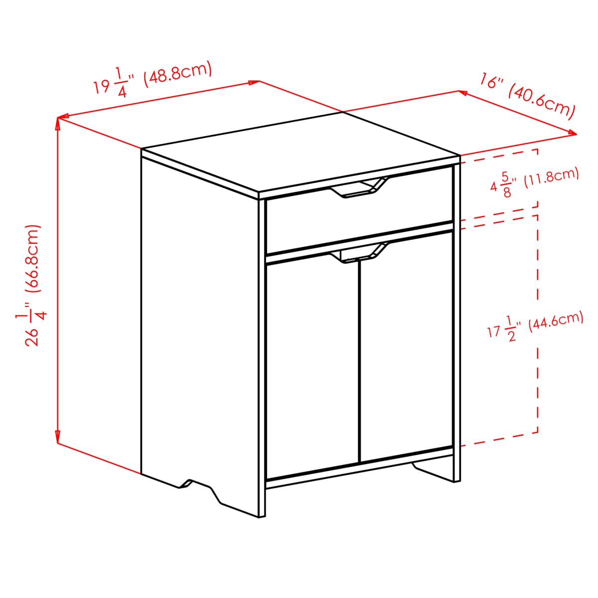 Nova Storage Cabinet with Drawer, 19” Wide, White