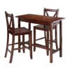 Sally 3-Pc Breakfast Table with 2 V-Back Counter Stools, Walnut