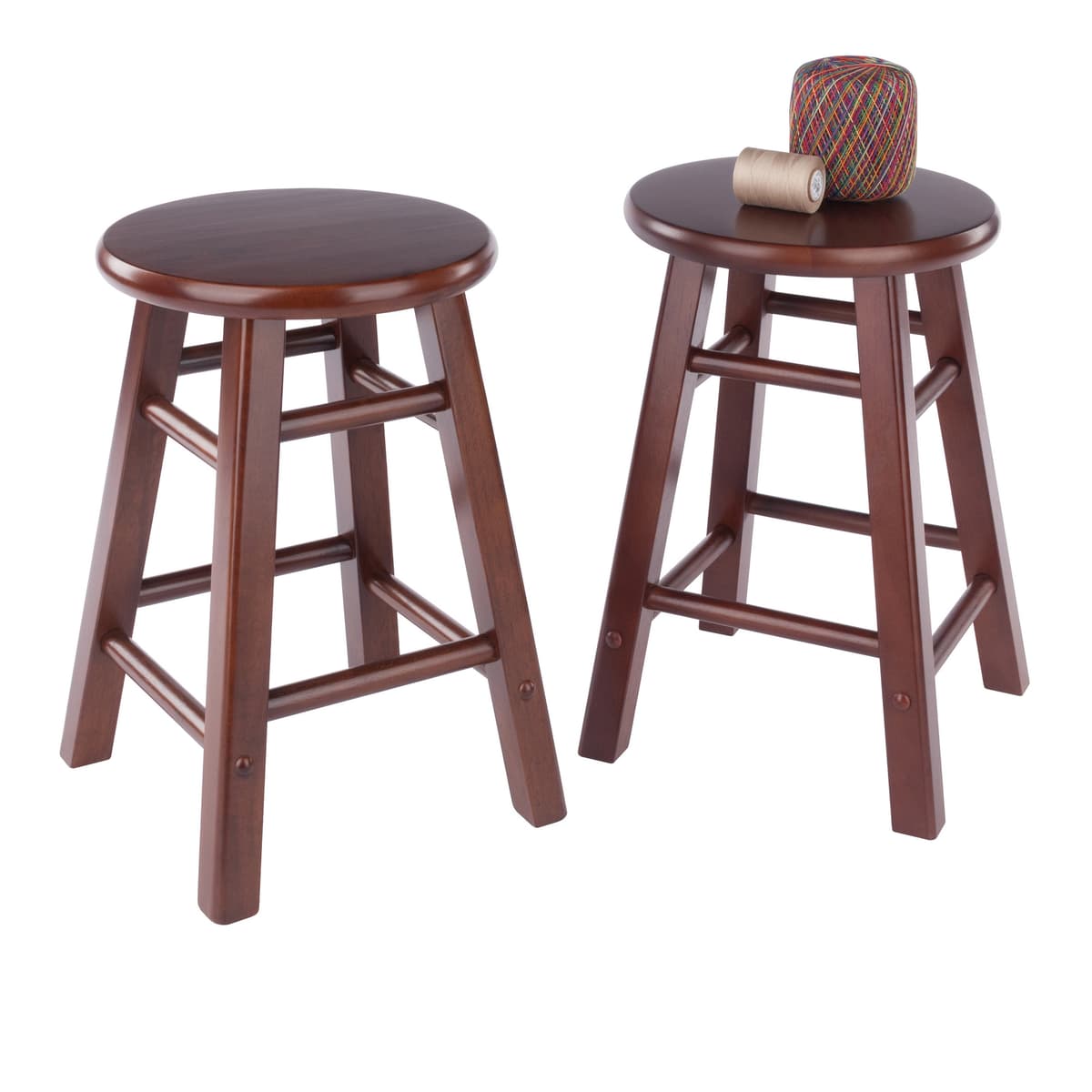 Element 2-Pc Square Legs Dining Stool Set, Walnut Finish