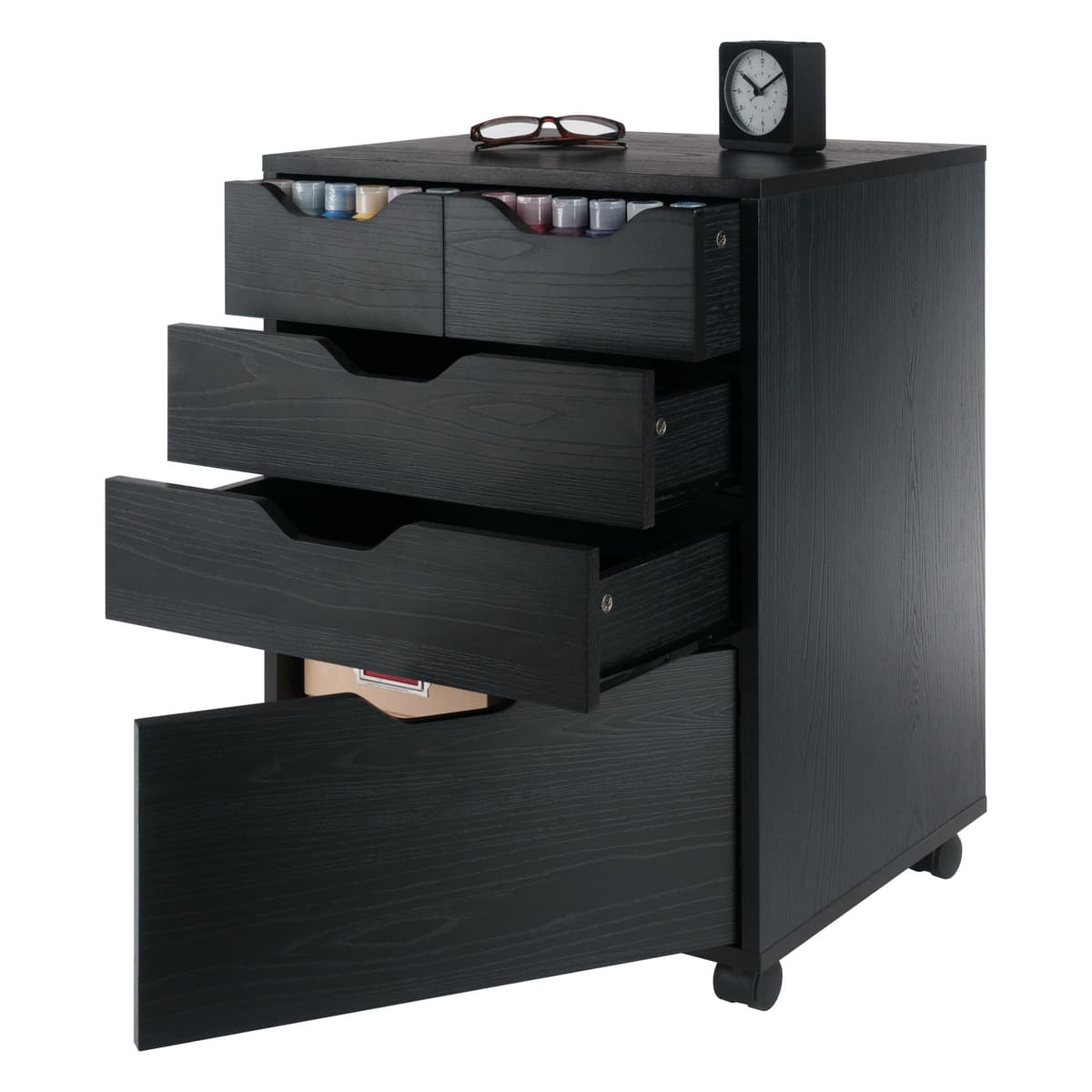 Halifax Bins & Drawers Storage Mobile Cabinet, Black