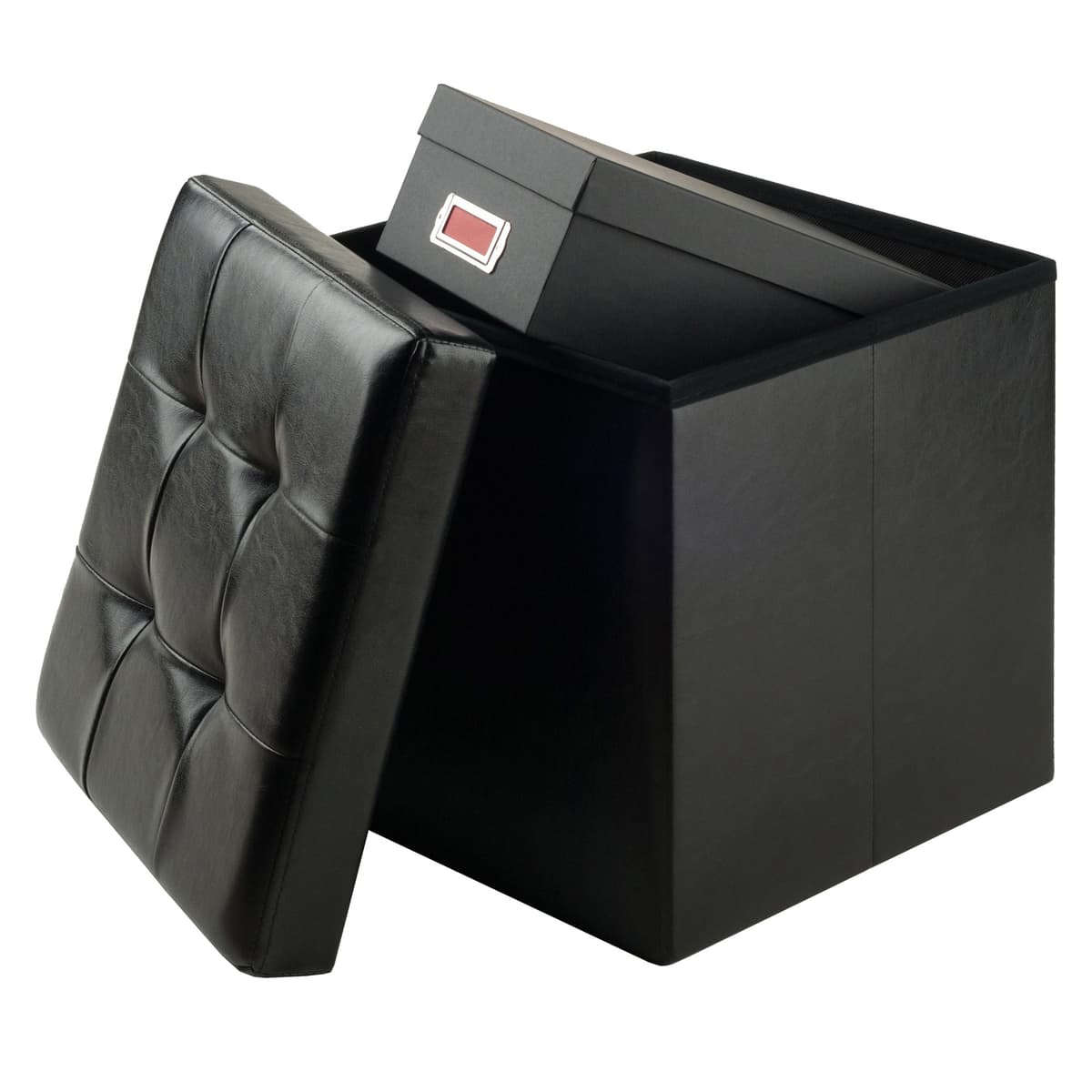 Ashford Square Storage Ottoman, 15" Wide, 15" High, Black