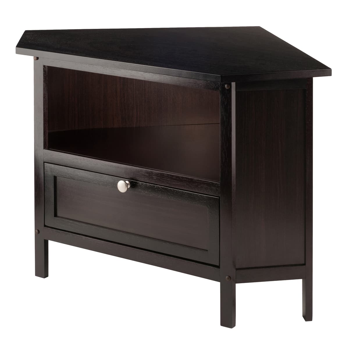 Zena Corner TV Stand with Storage, 35" Wide, 22" High, Espresso