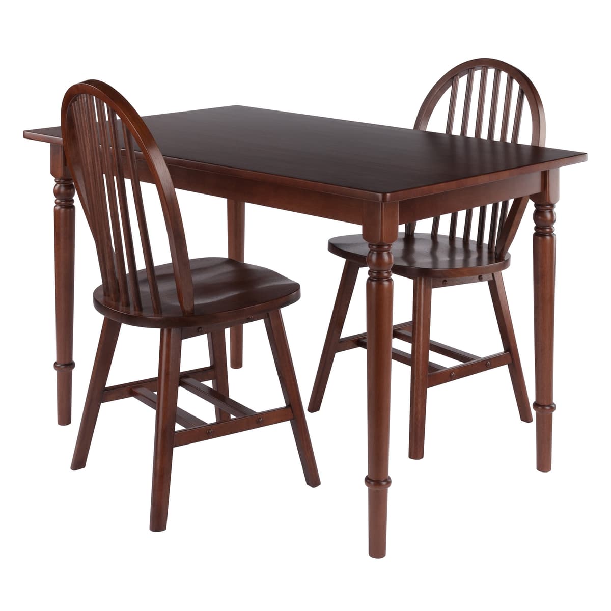 Ravenna 3-Pc Dining Table with Windsor Chairs, Walnut