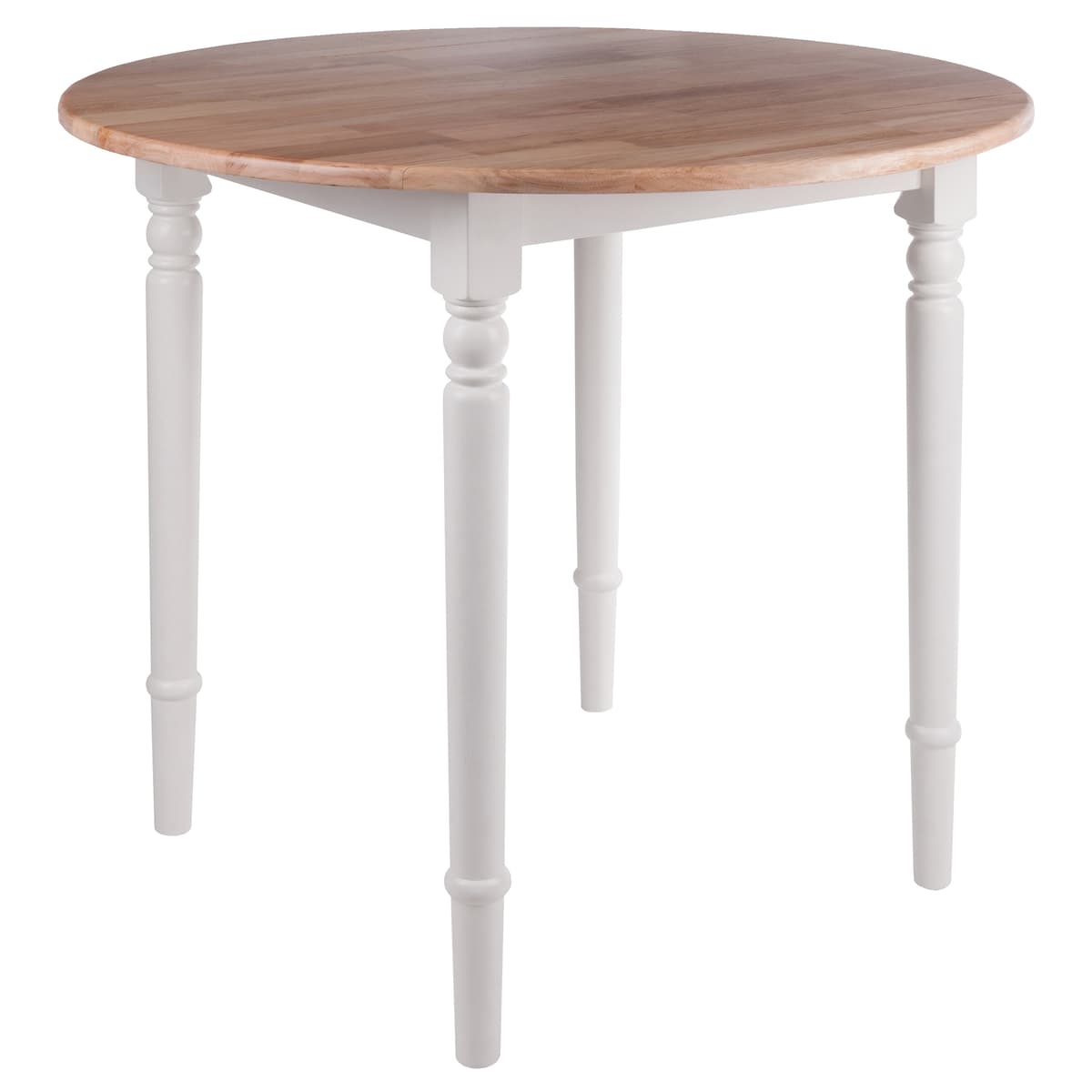 Sorella Round Double Drop Leaf Dining Table, for Dining Room, 30", Natural & White