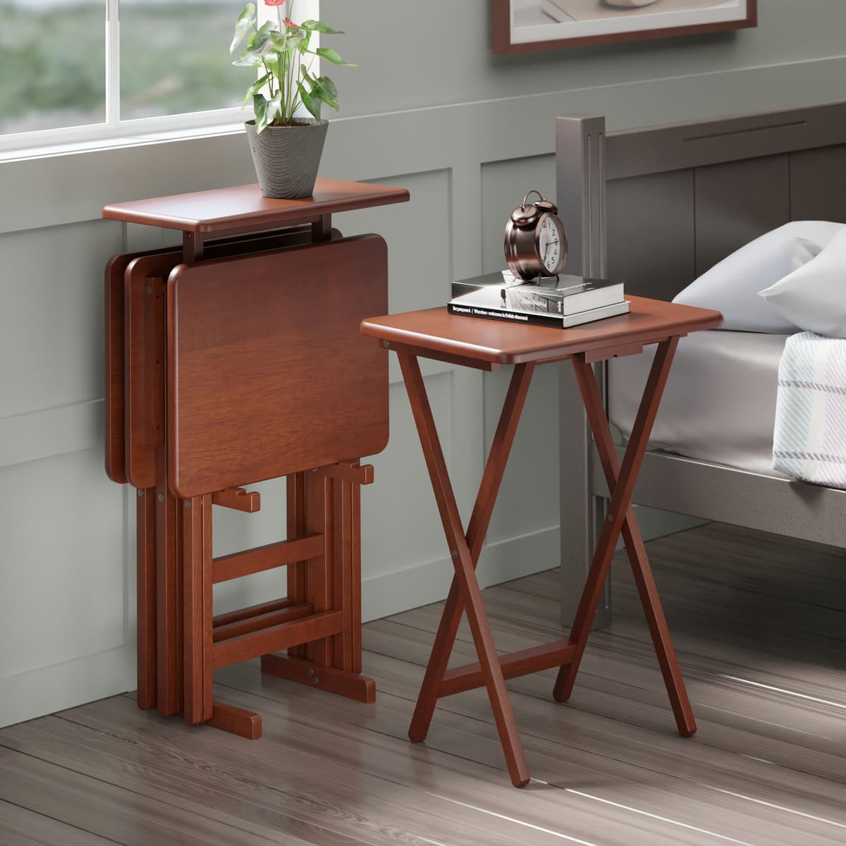 Riley 5-Pc Snack Table Set, Walnut