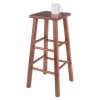 Winsome Carrick Square Bar Stool with Footrests, 29” High, 14” Wide, Teak