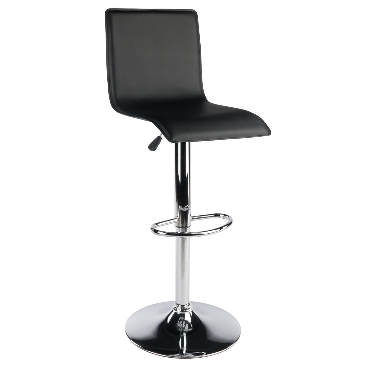 Spectrum Adjustable Swivel Stool with Backrest and Footrest, 46" High, Black and Chrome