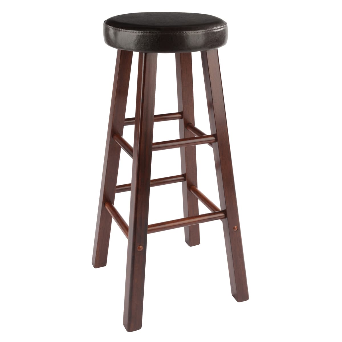 Maria 2-Pc Cushion-Seat Bar Stool Set, 31” High, Espresso and Walnut