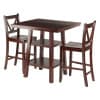 Orlando 3-Pc High Dining Table with 2 V-Back Counter Stools, Walnut