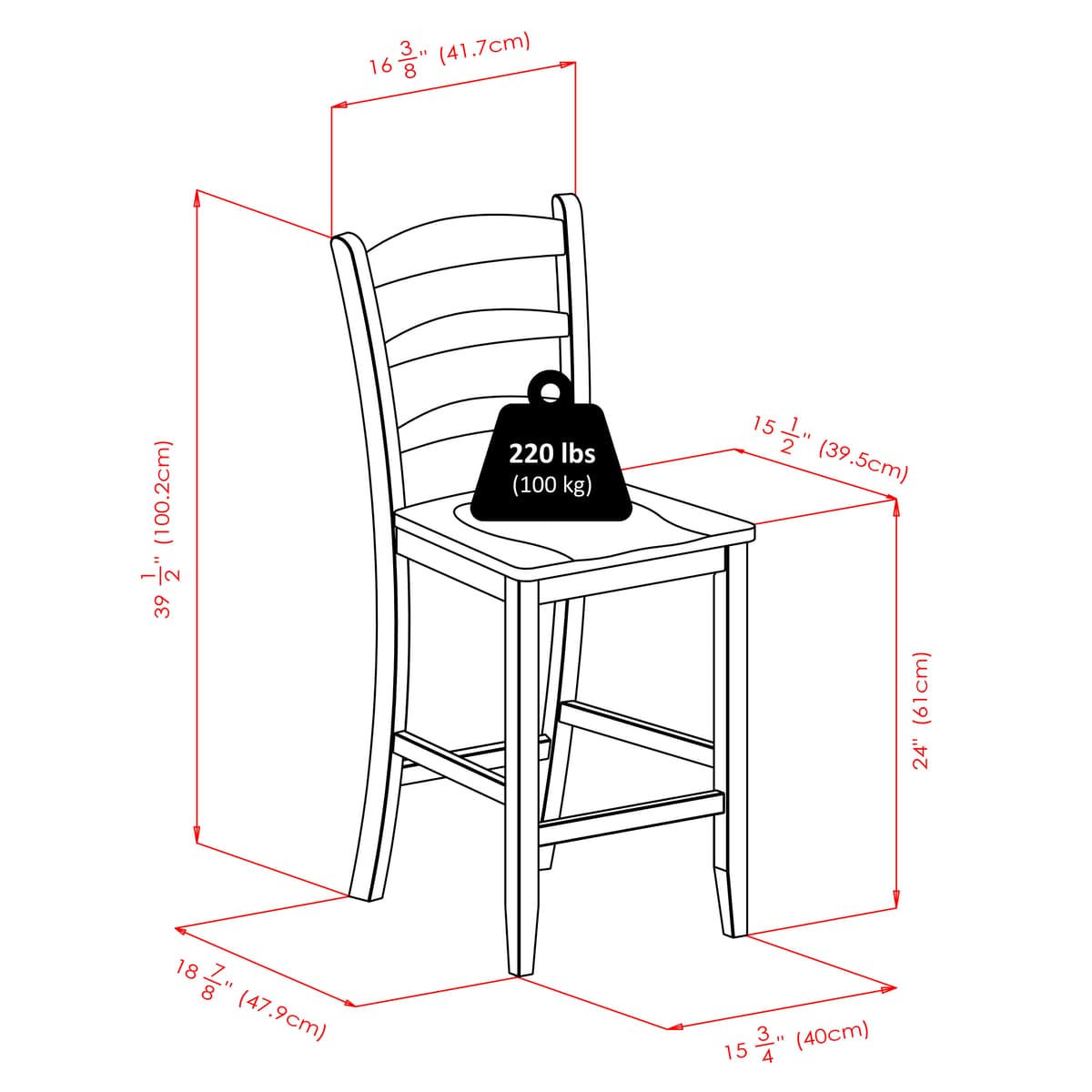 Benjamin 2-Pc Ladder-Back Counter Stool Set, Walnut