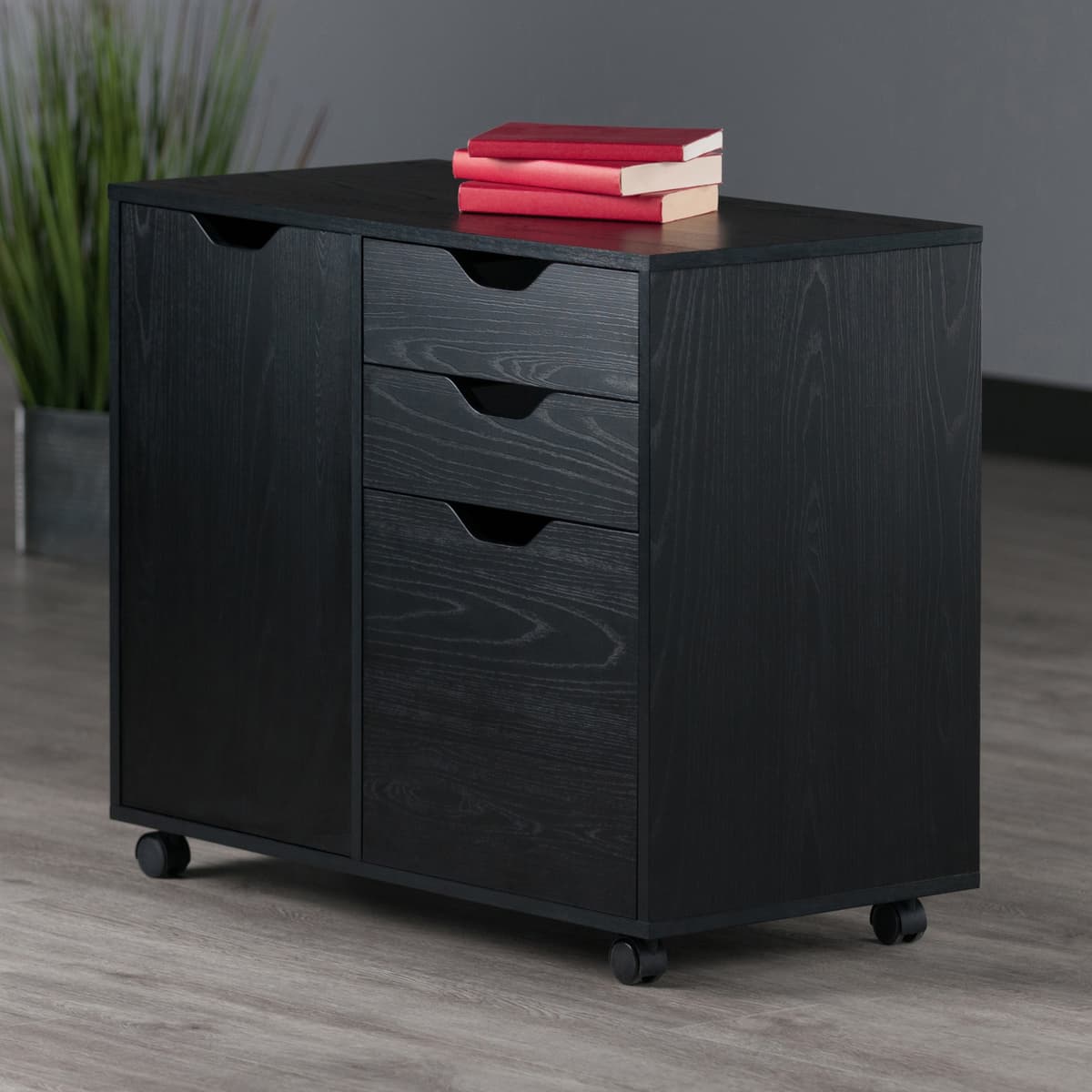 Halifax 2-Section Mobile Filing Cabinet, Black