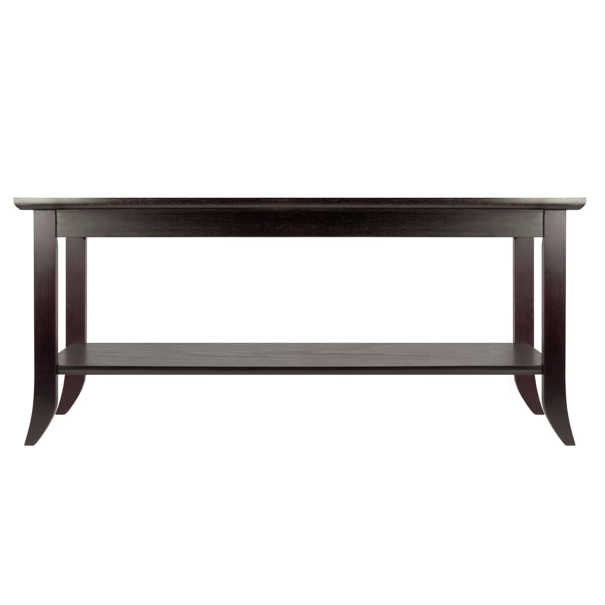 Winsome Genoa Glass-Top Rectangular Coffee Table, 40” Wide, 18” High, Espresso