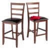 Simone 2-Pc Cushion Ladder Back Counter Stool Set, Walnut and Black