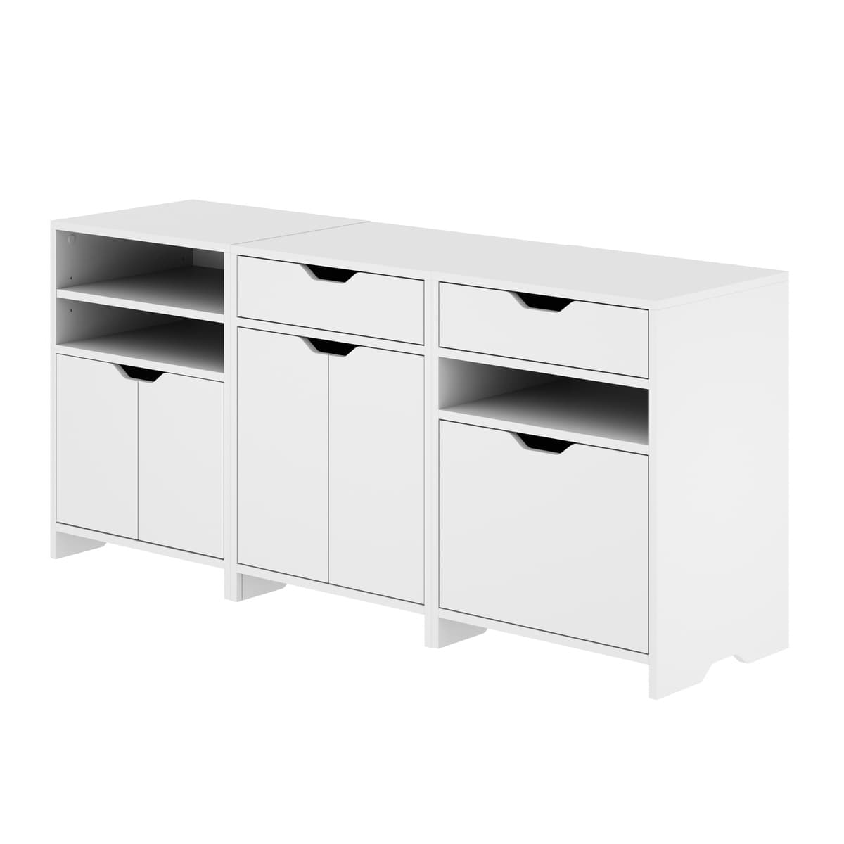 Nova 3-Pc Storage Cabinet Set, 58” Wide, 26” High, White