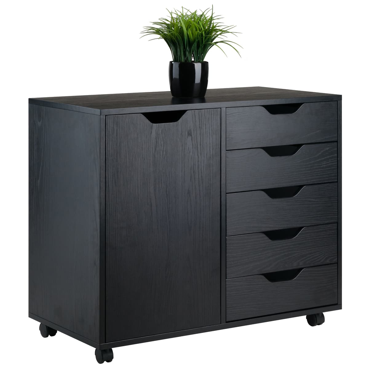 Halifax 5-Drawer, Side Storage Mobile Cabinet 20630, Black