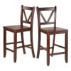 Victor 2-Pc V-Back Counter Stool Set, Walnut