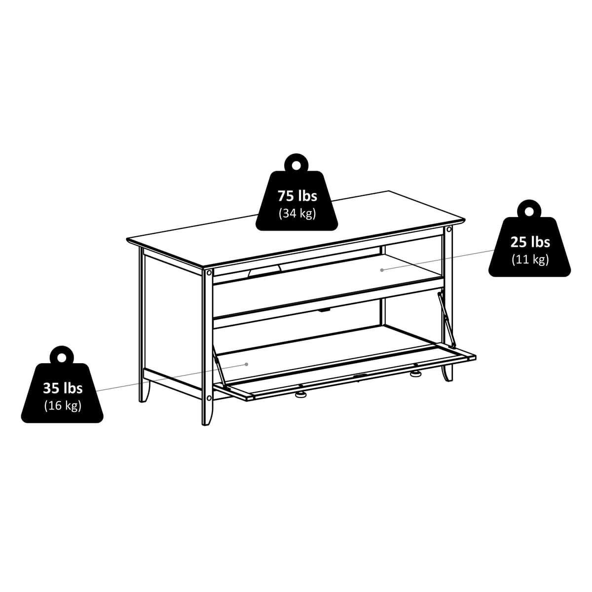 Zuri TV and Media Stand, Espresso