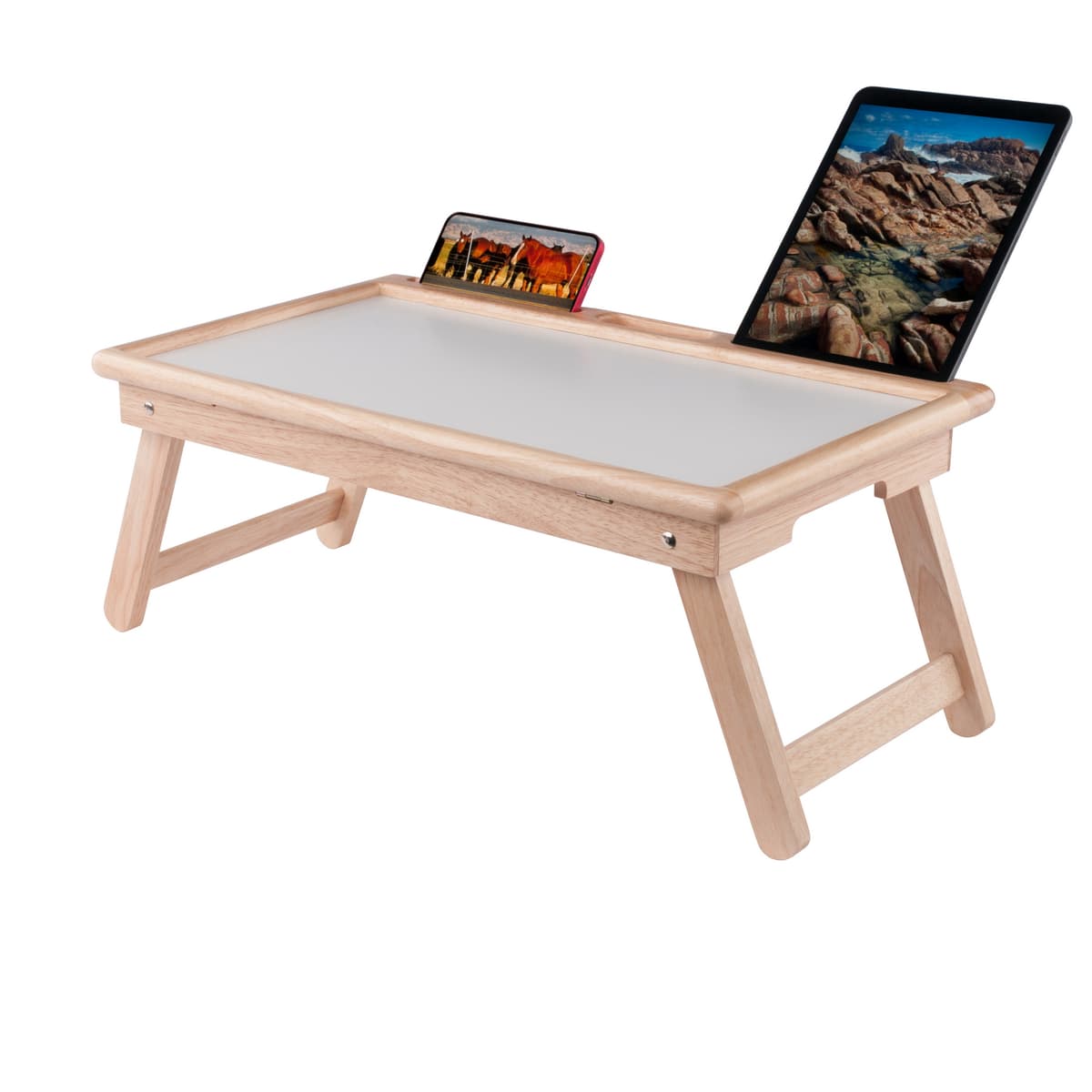 Arlo Breakfast Tray w/ Flip Top, Natural & White Finish