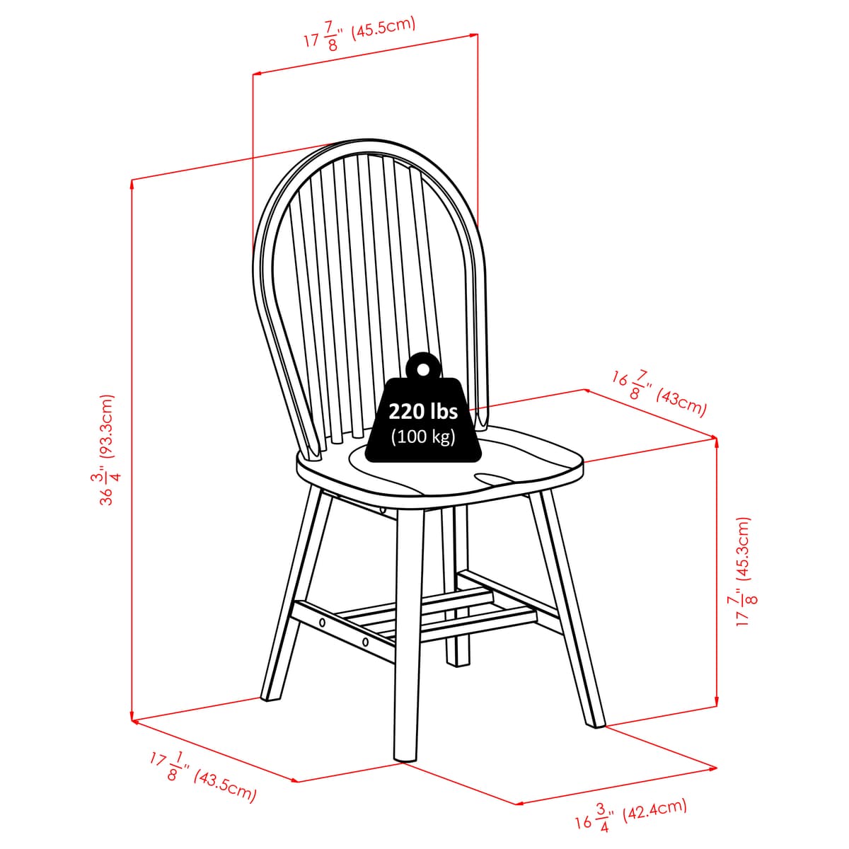 Windsor 2-Pc Chair Set, Natural and White