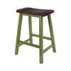 Satori Saddle Seat 24” Counter Stool, Rustic Green and Walnut