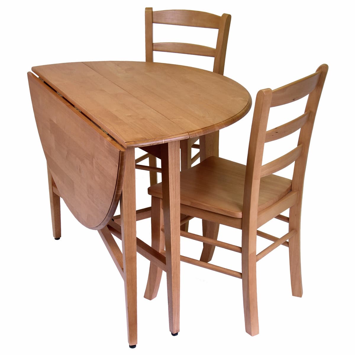 Winsome Hannah Foldable Round Dining Table, 42" Wide, with Set of 2 Chairs, Light Oak