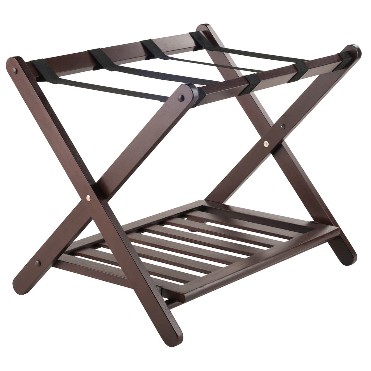 Reese Luggage Rack with Shelf, Cappuccino