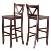 Victor 2-Pc V-Back Bar Stool Set, Walnut